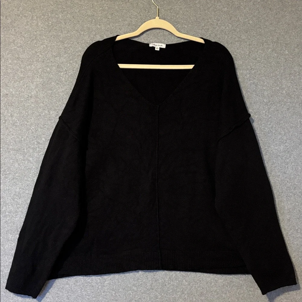 White Birch Textured Knit Oversized Sweater Women's Size XL Black